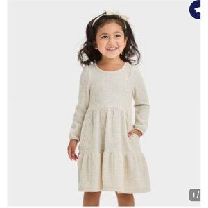 Cat & Jack Toddler Girls Cozy Long Sleeve Dress with pocket Size 2T NWT